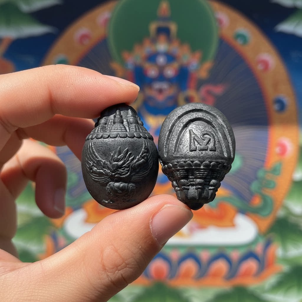 亚青万僧祝福阿字解脱 大鹏金翅鸟如来八塔擦擦 含众多宝物