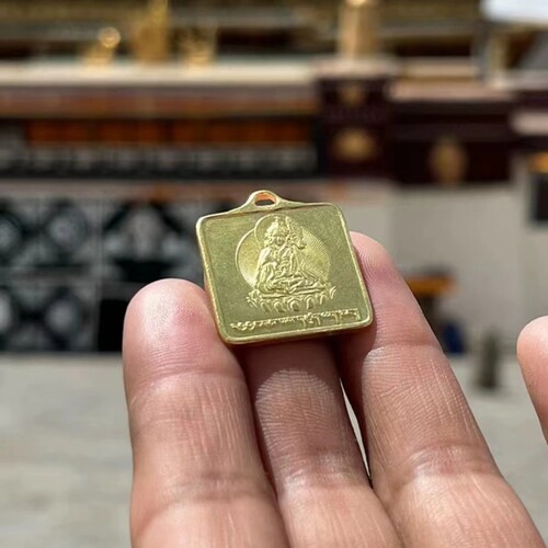 桑耶莲师降魔宝印吉祥牌 佩戴护身符黄铜款 纯银款吊坠 结缘直发