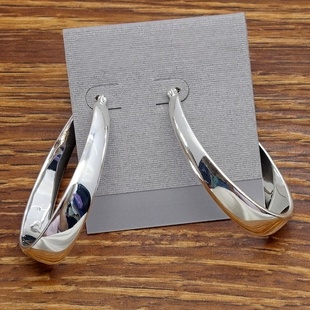 欧美风亮银色时尚 别致几何造型森女文艺范网红潮人耳环圈