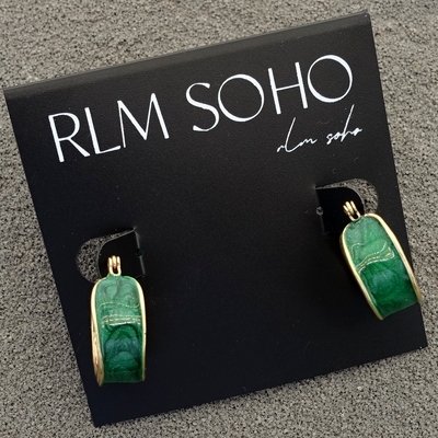 拉睦RLM SOHO双色手工珐琅彩釉森女文艺术气质法式港风通勤耳环圈