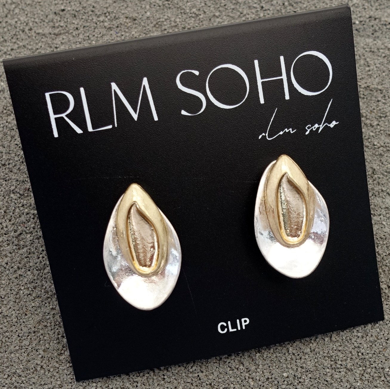 拉睦RLM SOHO亚光金银双色拼接森女文艺范几何扭片耳钉耳夹双款