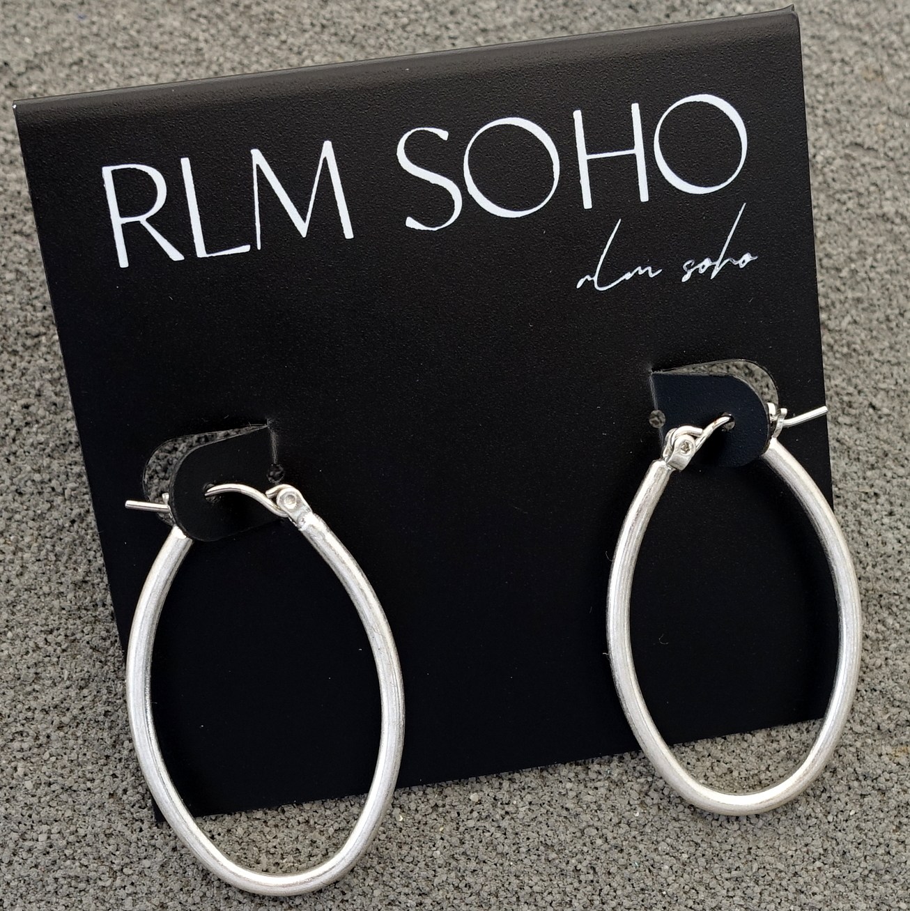 拉睦RLM SOHO哑光银色几何椭圆森女文艺范经典百搭款式耳环圈饰品
