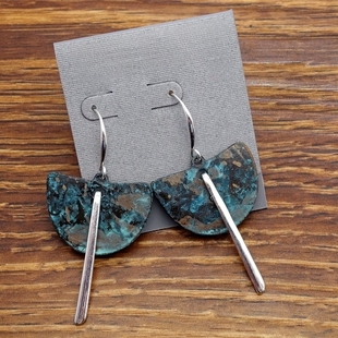 做旧斑驳铜绿设计师腔调森女文艺术气质潮人别致个性耳环坠饰品