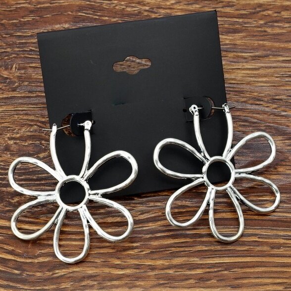 做旧金银双色花朵西洋欧美风森女文艺范复古VINTAGE耳环饰品