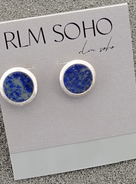 拉睦RLM SOHO镶嵌青金石设计师气质文艺范简洁百搭休闲风耳钉饰品