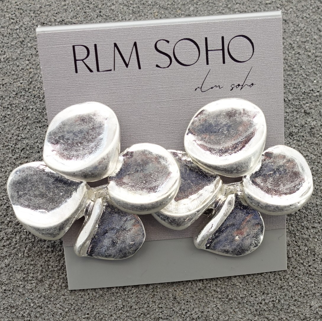 拉睦RLM SOHO磨花亚光镀银设计师腔调森女文艺耳夹(无耳洞佩戴)