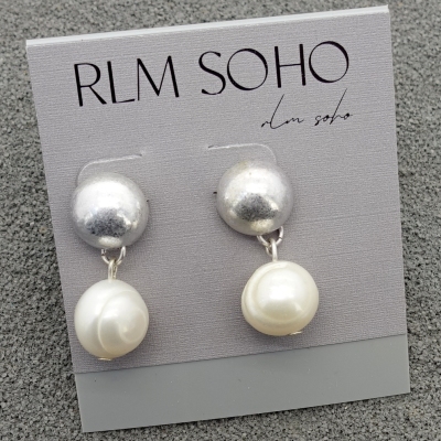 拉睦RLM SOHO白色珍珠亚光金色双色商务通勤OL休闲风百搭耳钉饰品