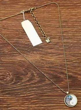 西洋欧美天然白色贝壳幻彩鲍贝点钻太极阴阳八卦创意项链