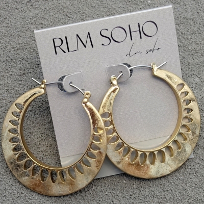 拉睦RLM SOHO无光金色镂空森女文艺嘻哈朋克摇滚范硬朗风耳环圈饰