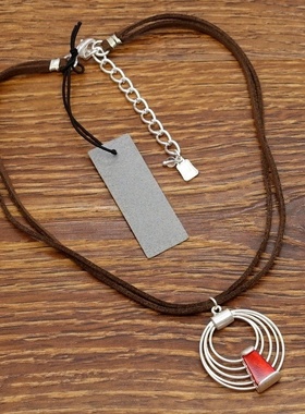 西洋欧美风红色石头镶嵌设计师气质森女文艺范小别致项链