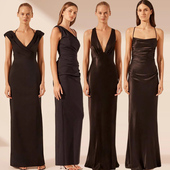 黑色缎面伴娘服2025新款 高级小众轻奢绝美晚礼服裙平时可穿姐妹团