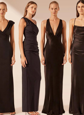 黑色缎面伴娘服2025新款高级小众轻奢绝美晚礼服裙平时可穿姐妹团