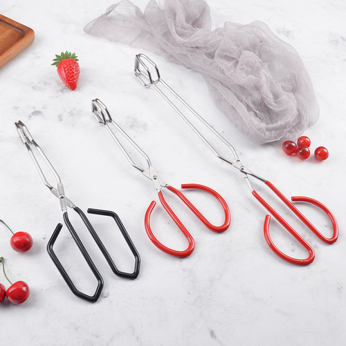 新品线条面包夹 剪刀型食物夹加长烤肉夹烧烤夹食品夹子厨房工具