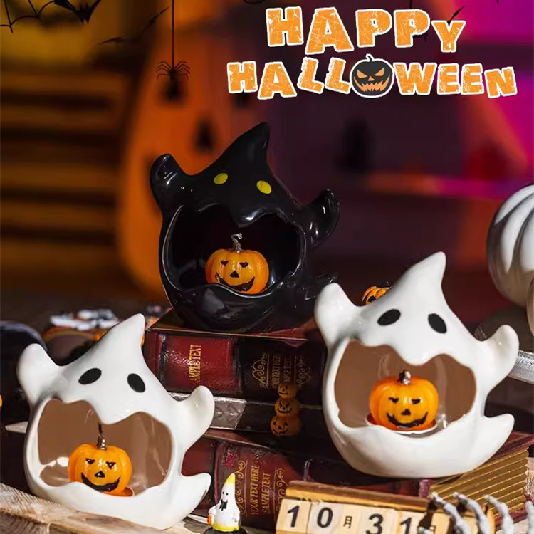 幽灵烛台南瓜灯万圣节装饰品儿童小礼品礼物布置装饰道具摆件蜡烛