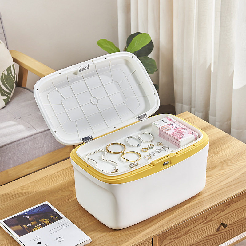 带锁密码收纳箱隐私文件证件家用带锁塑料储物多功能整理箱药箱