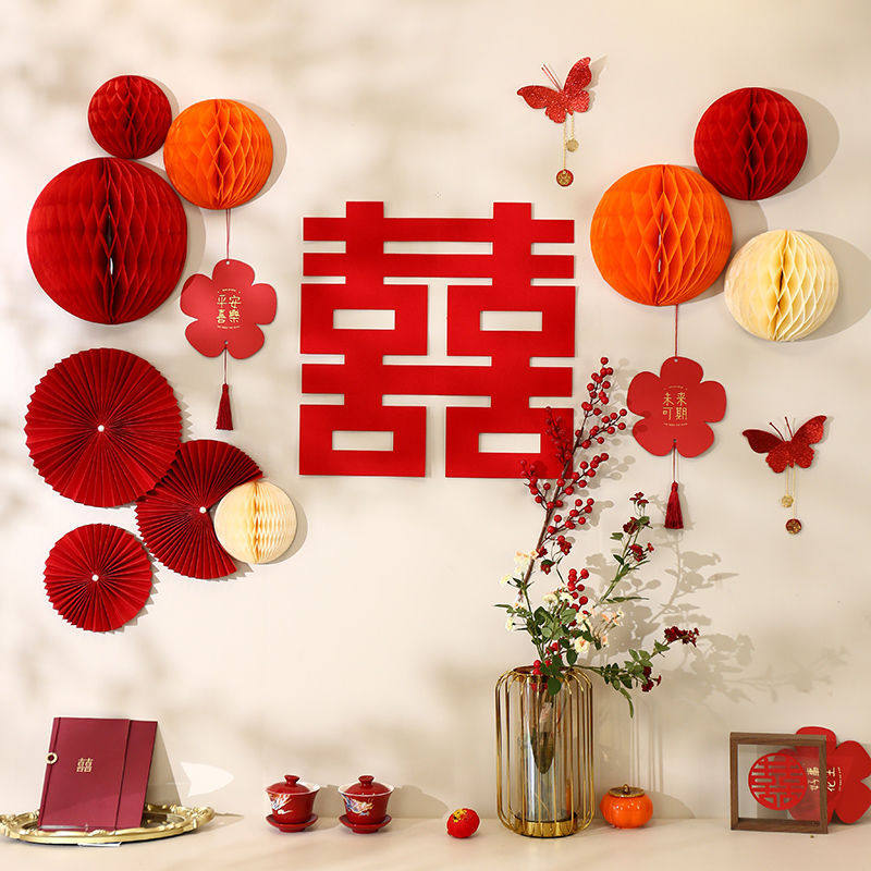 婚房装饰结婚新房蜂窝球女方男方卧室床头背景墙拉花灯笼套装,节庆用品/礼品,婚房装扮用品,淘宝优惠券,粉丝福利购,淘宝优惠卷