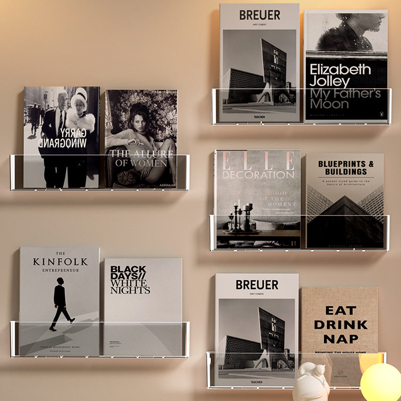 壁挂式书立书架免打孔上墙挂式收纳盒儿童绘本展示架衣柜侧面收纳