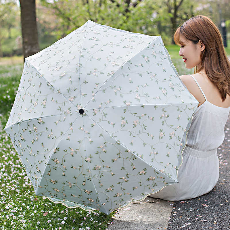 双层防晒太阳伞女蕾丝刺绣花边公主遮阳伞女神超强防紫外线晴雨伞