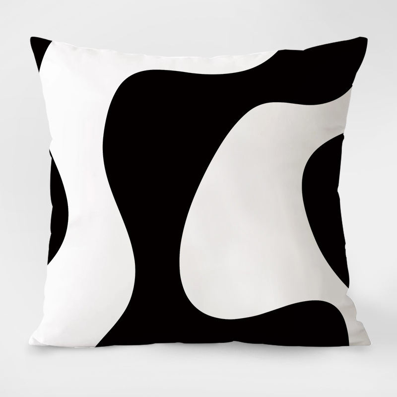 北欧ins抱枕几何线条咖色民宿枕套客厅沙发靠垫套黑白棕简约靠枕