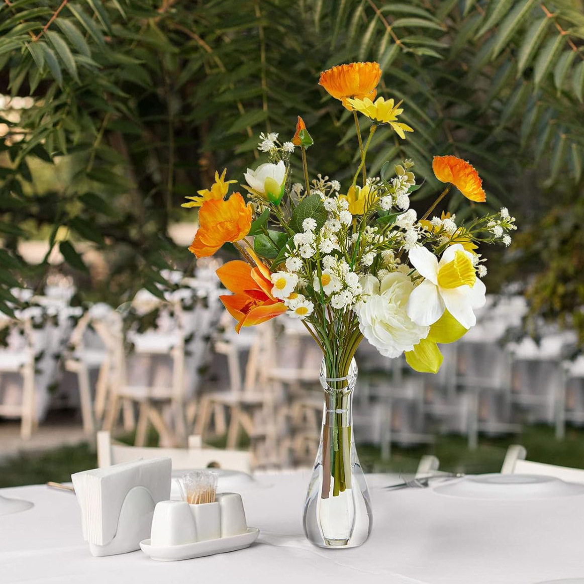 金德透明水晶餐桌花瓶插瓶仿玻璃防摔塑料花瓶摆台花瓶