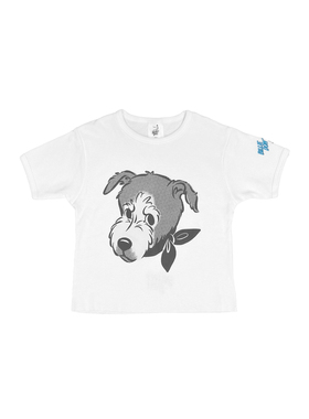 【现货】Deadly Doll  白色小狗漫画印花超小短袖T恤