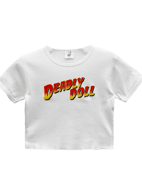 【现货】Deadly Doll  夏季白色渐变字母LOGO超小短袖 女款T恤