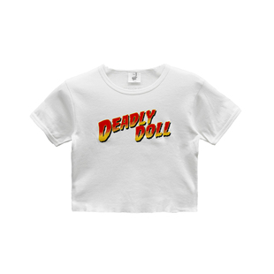 【现货】Deadly Doll 夏季白色渐变字母LOGO超小短袖 女款T恤