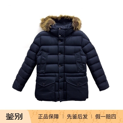 正品Moncler毛领连帽拉链羽绒服