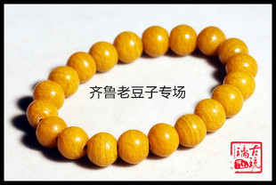 博山老琉璃珠子11-12毫米老蜜蜡黄暗纹冰花点彩云霞古法琉璃散珠