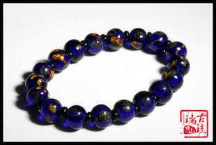 老琉璃珠子10-11mm深色宝石蓝老凤眼琉璃珠子料珠佩珠佛珠散珠