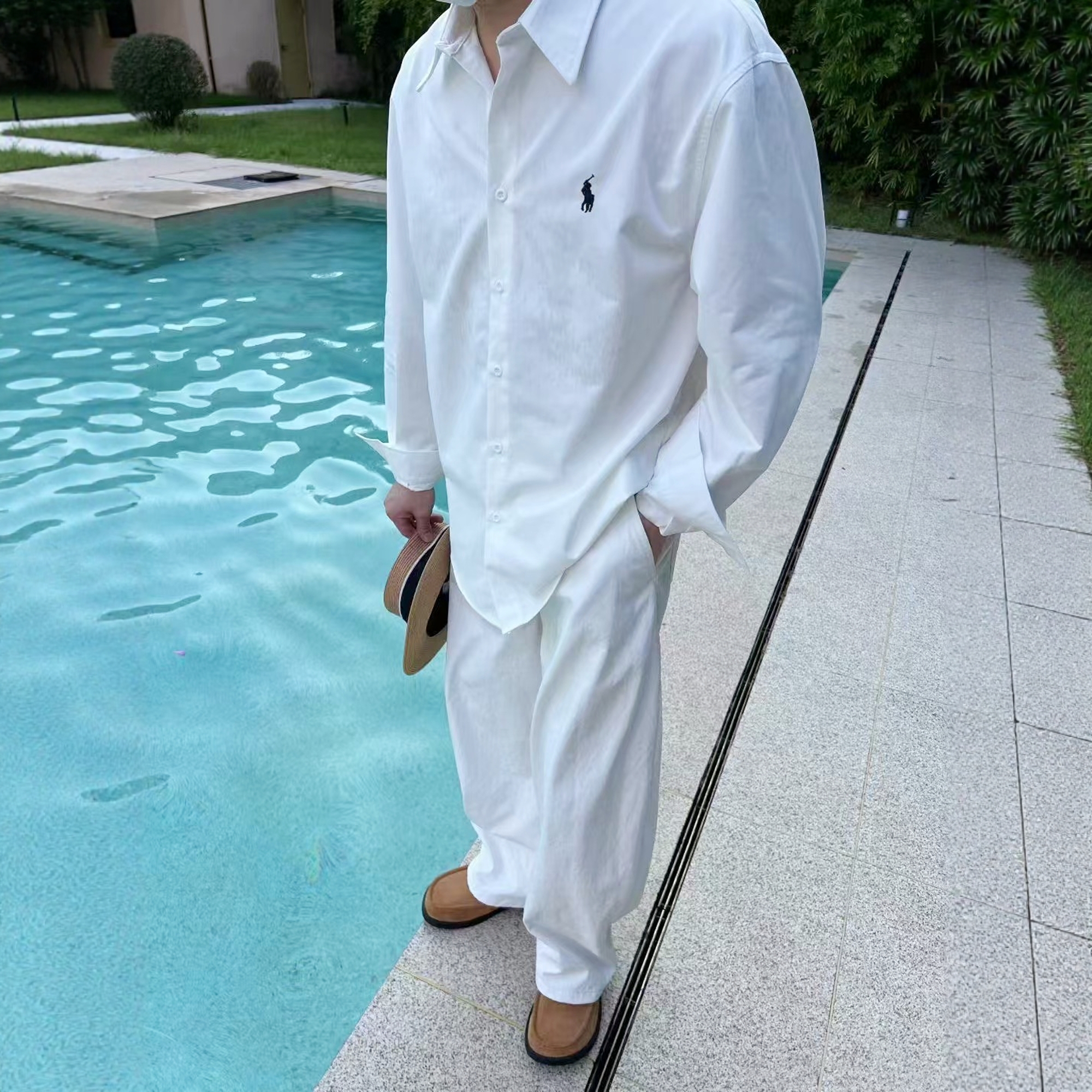 INTENSE劳伦人骑马刺绣宽阔衬衫