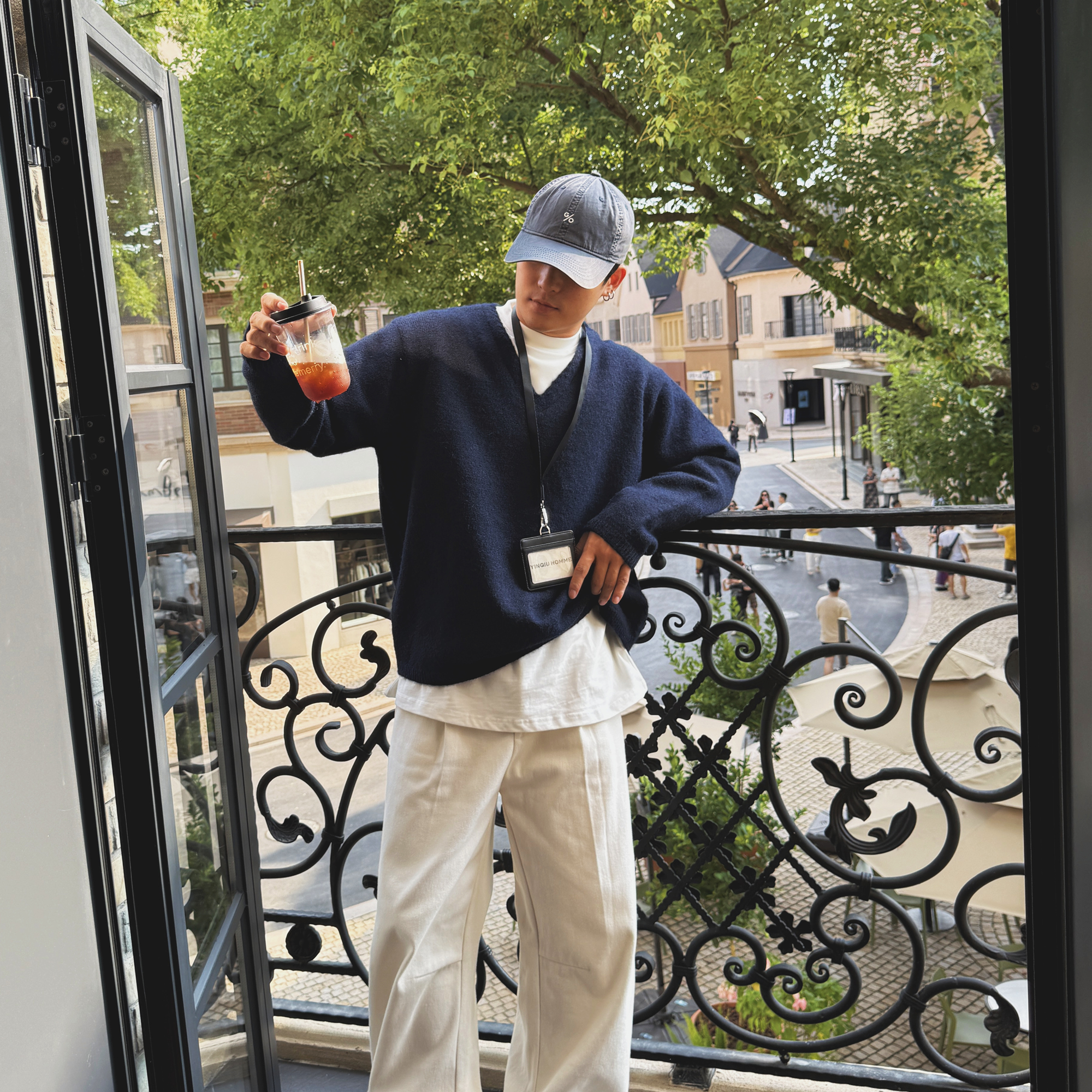 INTENSE俩件套打底V领针织衫毛衣