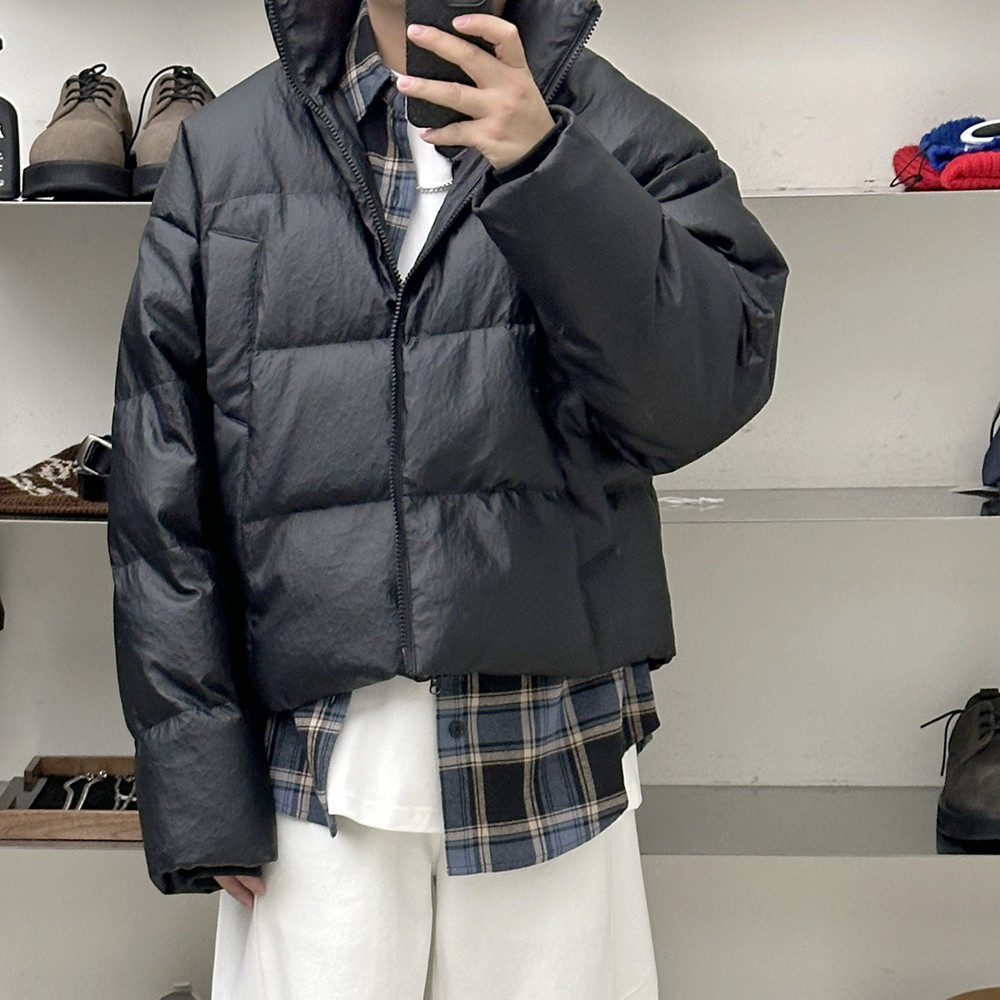 INTENSE modern痞帅皮衣羽绒服短款男女90白鸭绒加厚冬季潮流外套