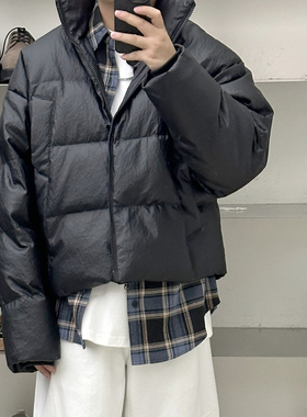 INTENSE modern痞帅皮衣羽绒服短款男女90白鸭绒加厚冬季潮流外套