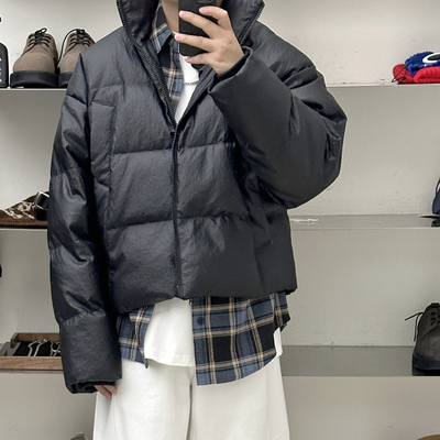 modern痞帅皮衣羽绒服短款鸭绒男