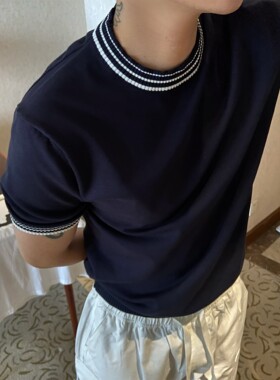 INTENSE韩系轻熟正肩针织T恤男士