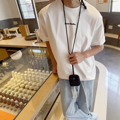 瑞典北欧极简风字母刺绣T恤男女