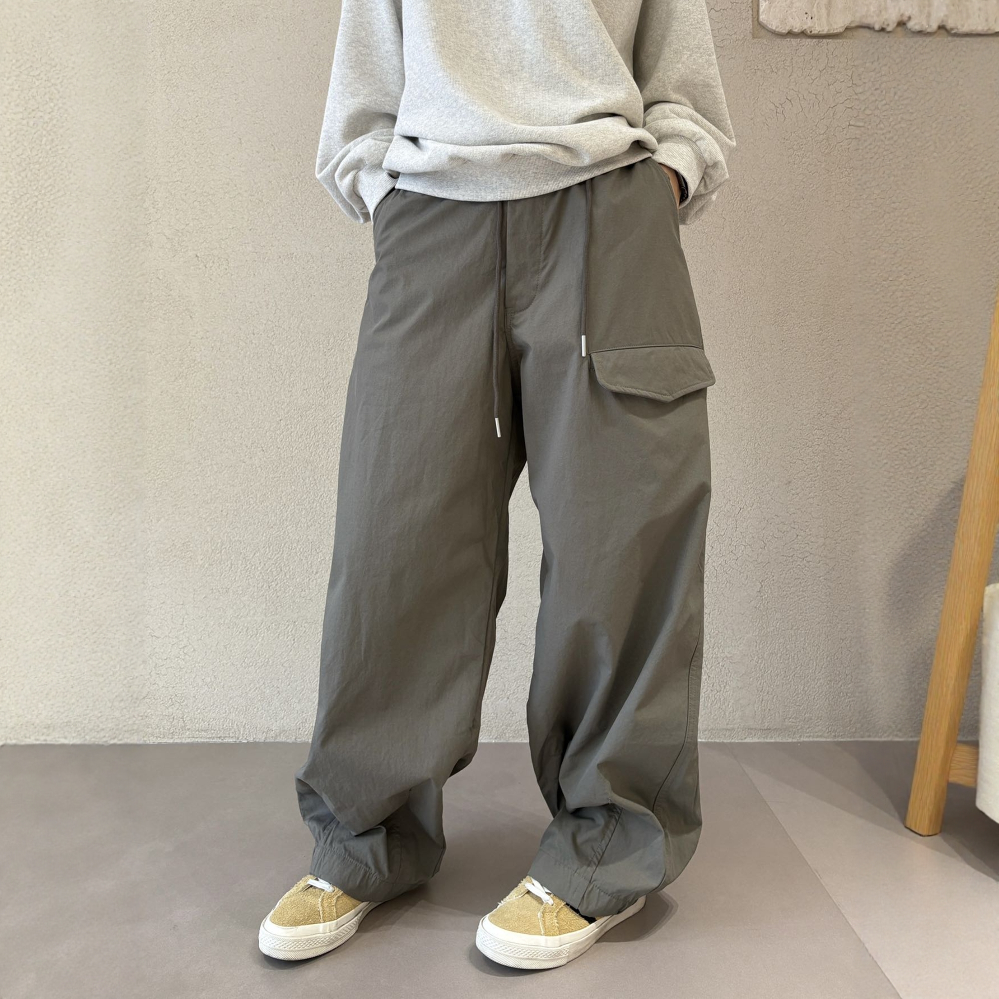 INTENSE单口袋Modal宽松长裤男