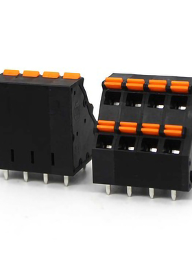 KF736H-5.0mm弹簧式双排针PCB免螺钉按压高低双层黑色接线端子