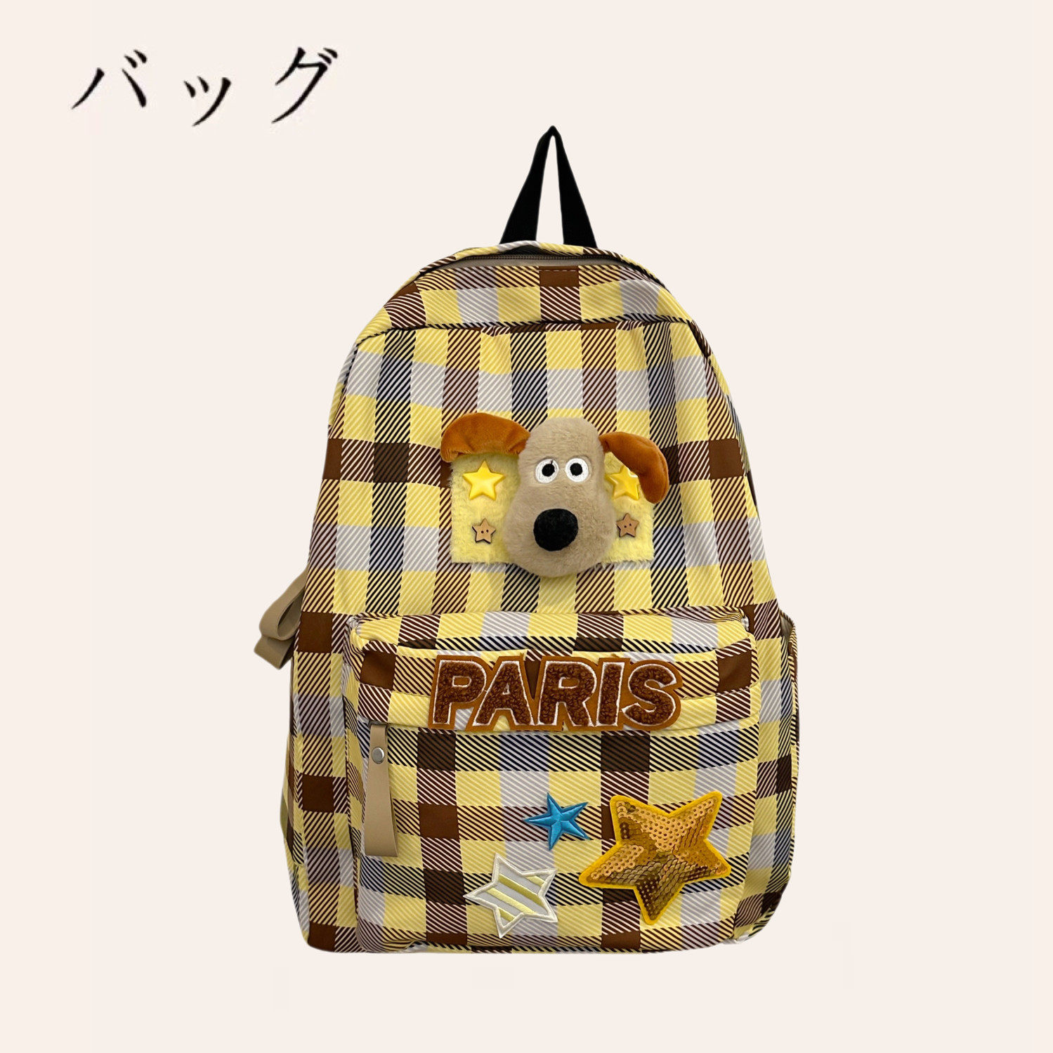 日本バッグ可爱狗头格子双
