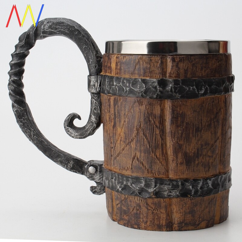 wooden barrel beer mug goblet coffee cup glass mugs gift
