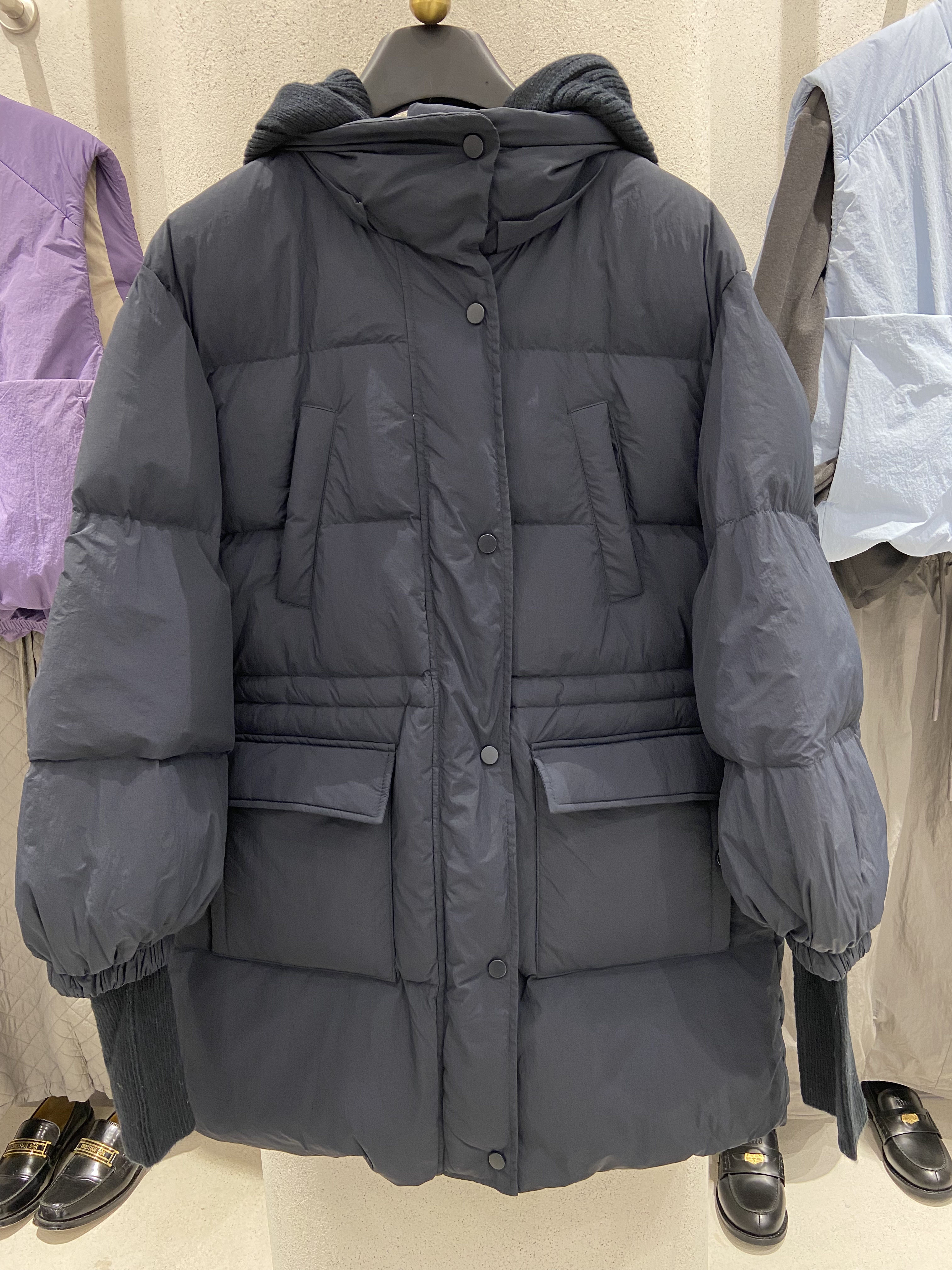 韩国订单款 连帽可拆卸羽绒服中长款保暖鹅绒宽松显瘦可收腰外套