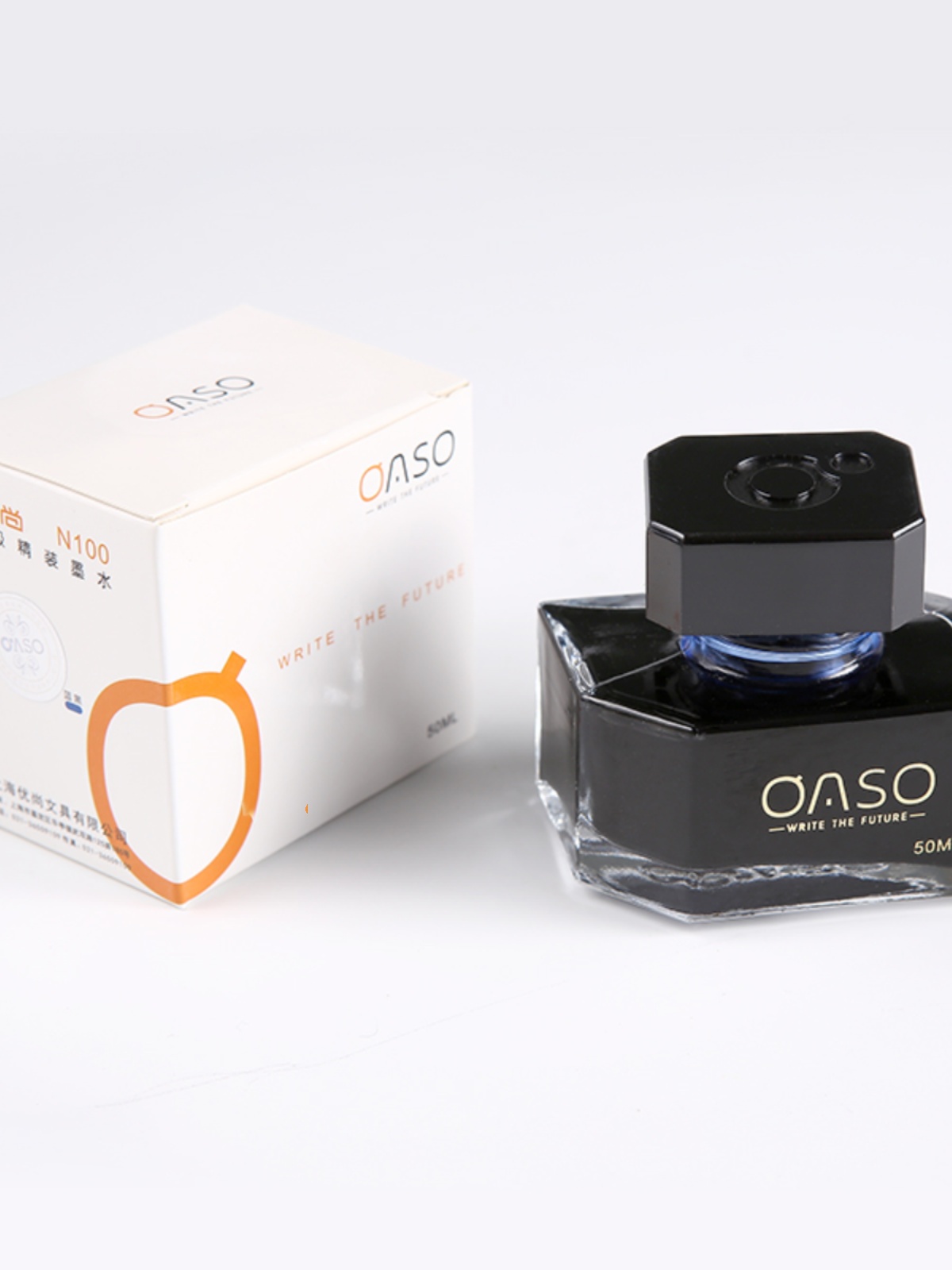 OASO优尚非碳素50ML墨水不堵笔染料型钢笔水纯黑墨蓝色补充水瓶装