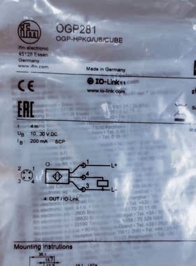 ！IFM易福门传感器OGP281现货询价