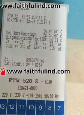@E+H FTW520Z-A0A0 恩德斯豪斯全新信号转换器 FTW 520 Z询价
