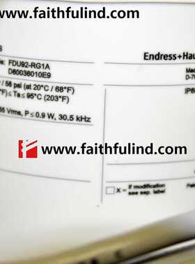 @E+H FDU92-RG1A 恩德斯豪斯全新超声波物位计探头 Prosonic S询