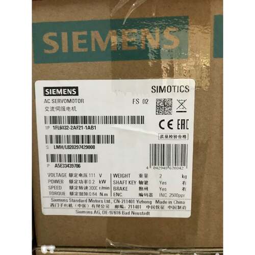 1FL6032-2AF21-1MH1西门子V90伺服电机1FL60322AF211MH1全新原装