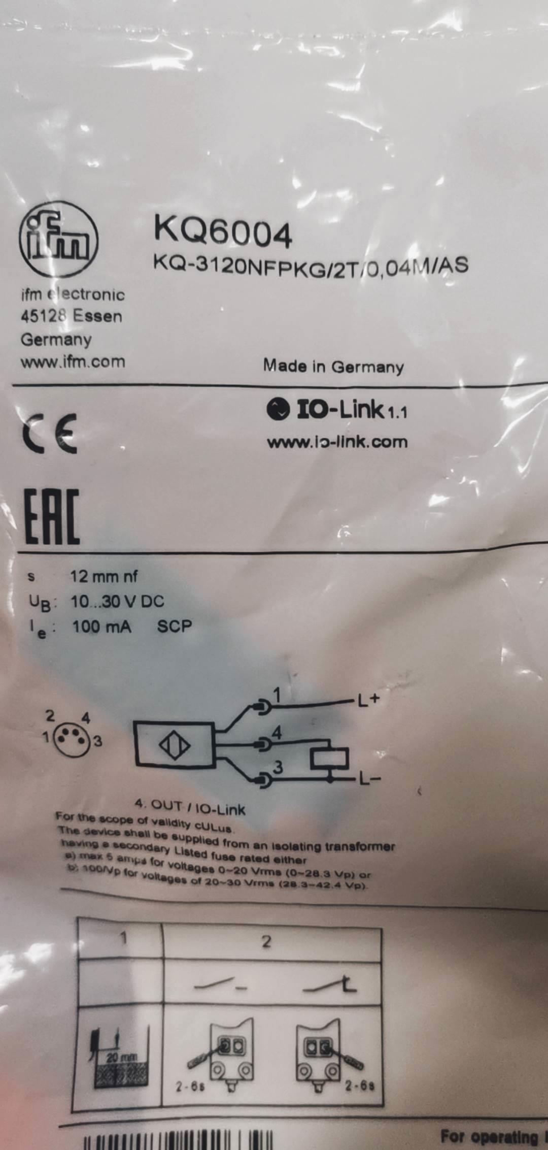 !IFM 易福门传感器kq6004现货询价