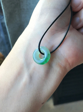 14mm缅甸料天然A货翡翠甜甜圈平安扣飘绿花起胶浅绿色裸石带证书