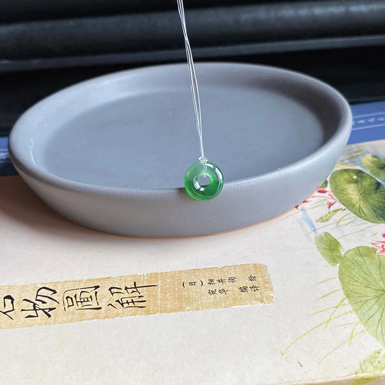 10mm 迷你冰胶小扣子缅甸料老坑A货翡翠甜甜圈冰种辣绿色深绿证书